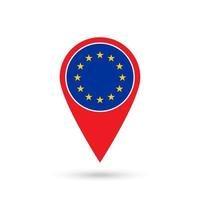 Map pointer with contry European Union. European Union flag. Vector illustration.