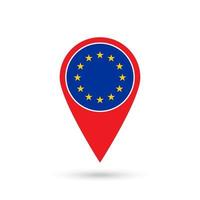 Map pointer with contry European Union. European Union flag. Vector illustration.