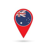 Map pointer with contry Australia. Australia flag. Vector illustration.
