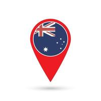 puntero del mapa con el país de australia. bandera de australia ilustración vectorial vector