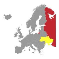 mapa de europa con ucrania y rusia. vector