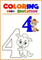 coloring number for children's learning horse vector