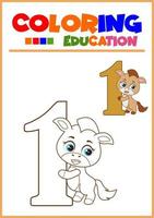 coloring number for children's learning horse vector