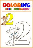 coloring number for children's learning horse vector