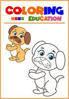 libro para colorear para niños perro vector