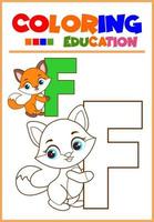 coloring letter f for children's learning vector