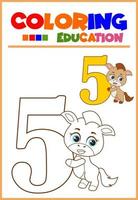 coloring number for children's learning horse vector