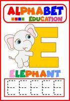 letter e for children's learning vector