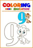coloring number for children's learning horse vector