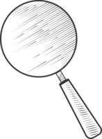 Old magnifying glass.Search symbol.Vector engraving illustration. vector