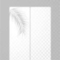 Realistic shadow of tropical leaves or branches on transparent checkered background. The effect of overlaying shadows. Natural light layout. vector