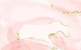 fondo de acuarela rosa o albaricoque abstracto con textura dorada. pintura fluida de rubor. invitación de boda de primavera rosa polvorienta o textura de velo. tinta de alcohol vector