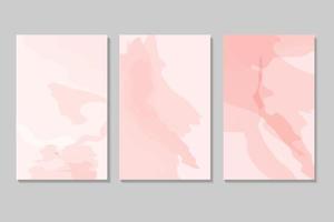 colección de plantillas de tarjetas de invitación de boda de primavera.textura húmeda de acuarela rosa claro o albaricoque.pintura fluida de rubor.tinta de alcohol. vector