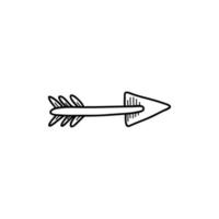 Doodle hand drawn arrow isolated on white background. Vector stock illustration of a rustic hunting element. Design concept for something.