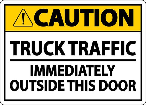 Caution Immediately Outside This Door Sign On White Background