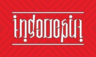 Indonesia with ambigram style vector
