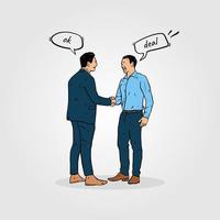 Sketch of Close up, Handshake of two businessmen, partnership concept, Shaking hands to seal a deal. Vector Design Illustration