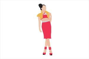 Vector illustration of elegant women posing on the sidewalk