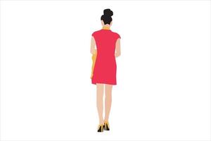 Vector illustration of elegant women walking on the sidewalk