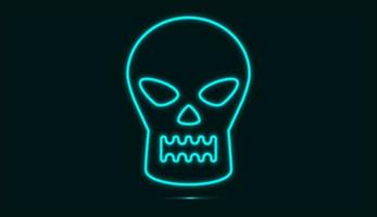 Skull face in neon blue isolated on dark background vector