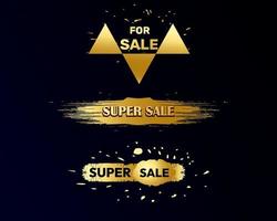 Super Sale Banner with Gold Color. Sale Background for your promotional brochure or booklet, posters, advertising shopping flyers, discount banners. Golden color logo design. vector