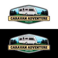 truck and trailer caravan logo design vector