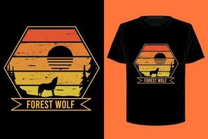 diseño de camiseta vintage retro de lobo de bosque