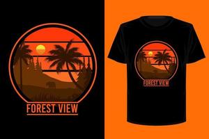 diseño de camiseta vintage retro con vista al bosque vector