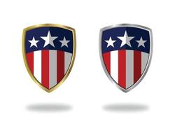 Gold and Silver 3d shield vector USA logo, Medal, Badge, Sign, Symbol Vector