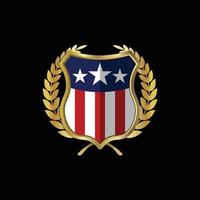 Gold shield vector USA logo, Medal, Badge, Sign, Symbol Vector