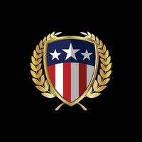 Gold shield vector USA logo, Medal, Badge, Sign, Symbol Vector