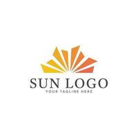 Sun logo vector with shining bright template