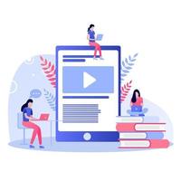 e-learning, educación en línea en casa. conceptos modernos de ilustración vectorial para el desarrollo de sitios web y sitios web móviles vector