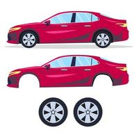 Red sport car vector template. The ability to easily change the color. All sides in groups on separate layers.