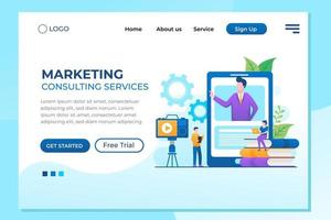 Unique modern flat design concept of Marketing Consulting Services for website and mobile website. Landing Page template. Easy to edit and customize. Vector Illustration