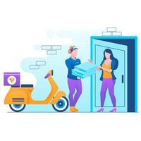 carácter de entrega al cliente. orden de transporte, ocupación masculina. concepto de pedido comercial del cliente para imágenes de infografía de banner web. ilustración isométrica plana aislada sobre fondo blanco vector