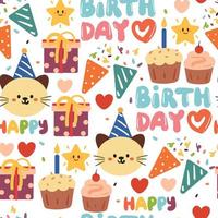 seamless pattern hand drawing cartoon birthday doodle. for kids wallpaper, fabric print, textile, gift wrapping paper