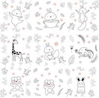 Have a nice day set cute cryptic animals are in action. bear, penguin, koala, wolf, fox, tiger, bunny, birt, cat.  .No gradient used, easy to print and color. Vector files can be scaled to any size.