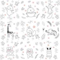 Have a nice day set cute cryptic animals are in action. bear, penguin, koala, wolf, fox, tiger, bunny, birt, cat.  .No gradient used, easy to print and color. Vector files can be scaled to any size.