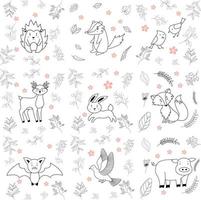 Have a nice day set cute cryptic animals are in action. bear, penguin, koala, wolf, fox, tiger, bunny, birt, cat.  .No gradient used, easy to print and color. Vector files can be scaled to any size.