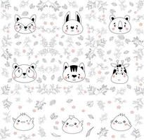 Have a nice day set cute cryptic animals are in action. bear, penguin, koala, wolf, fox, tiger, bunny, birt, cat.  .No gradient used, easy to print and color. Vector files can be scaled to any size.