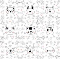 Have a nice day set cute cryptic animals are in action. bear, penguin, koala, wolf, fox, tiger, bunny, birt, cat.  .No gradient used, easy to print and color. Vector files can be scaled to any size.