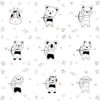 Have a nice day set cute cryptic animals are in action. bear, penguin, koala, wolf, fox, tiger, bunny, birt, cat.  .No gradient used, easy to print and color. Vector files can be scaled to any size.