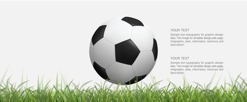 Soccer football ball on green grass field and light blurred bokeh background. Vector. vector