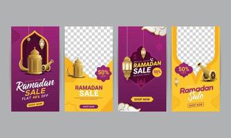 diseño de plantilla de descuento de banner de historias de redes sociales de venta de ramadán vector