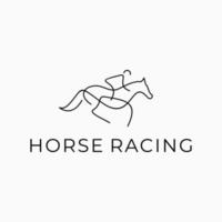 Horse racing line art logo icon design template vector