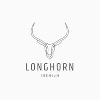 Long horn line art logo icon design template vector