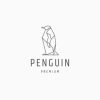Penguin line art logo icon design template vector
