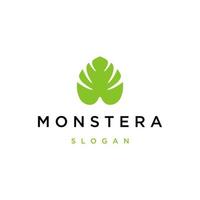 Monstera tropical leaf silhouette logo icon design template vector