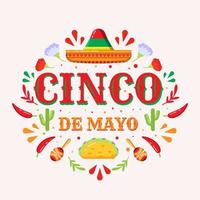 ilustración de diseño de cinco de mayo en estilo plano vector